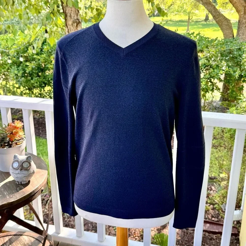 Ministry of Supply Atlas V Neck Sweater. Navy Blue Melange. Size Medium.